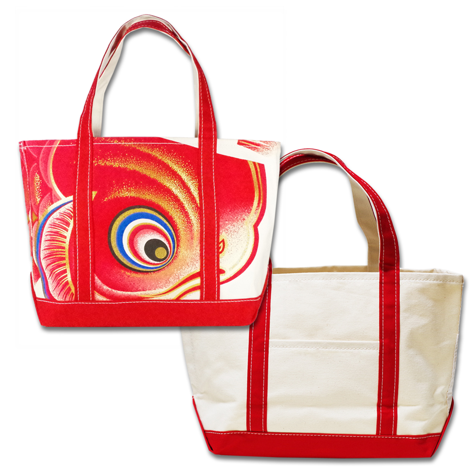 Hand Print Tote Bag Red Right Facing